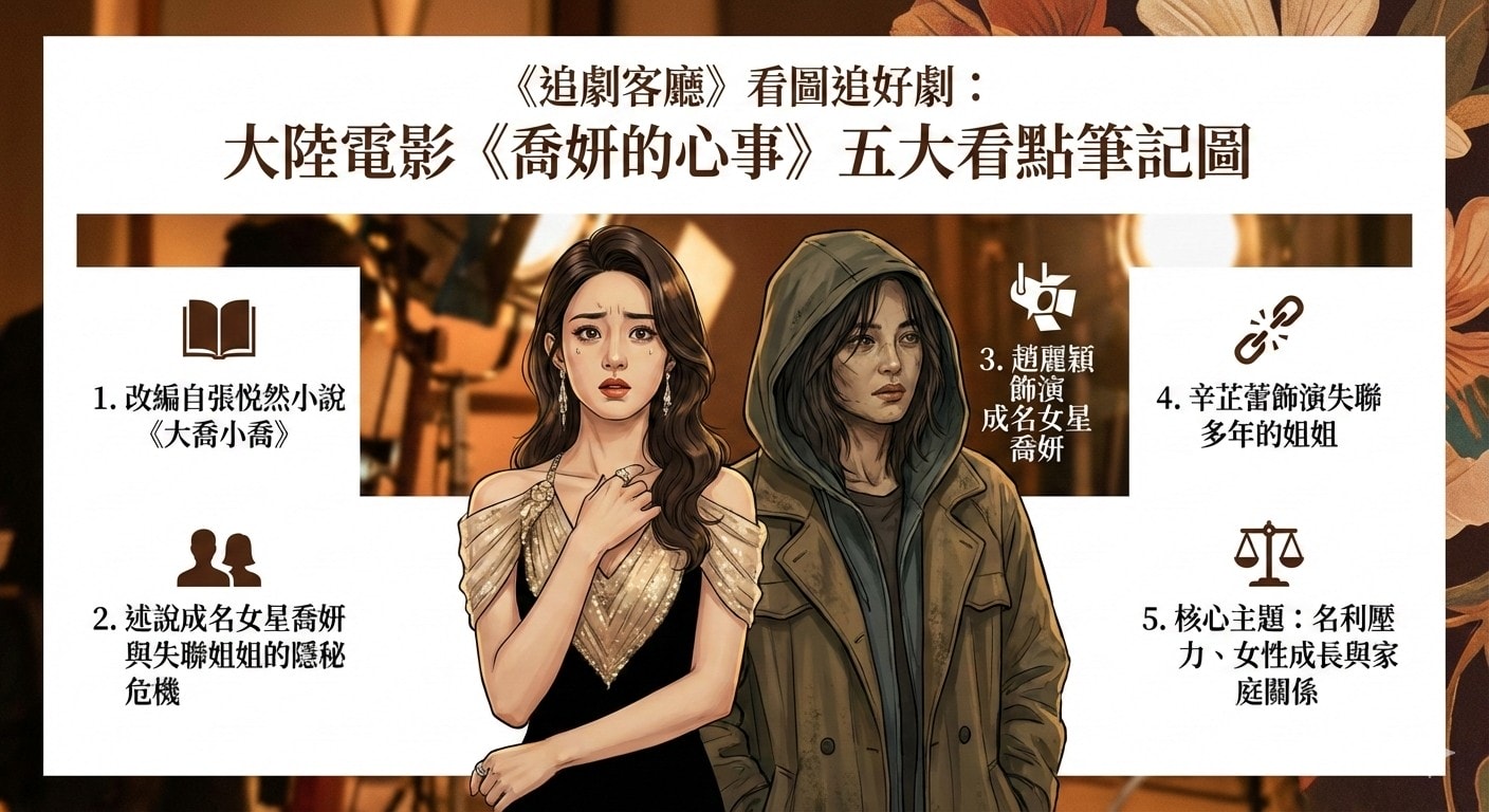 大陸電影《喬妍的心事》劇情簡介＆人物介紹；改編自張悅然小說《大喬小喬》，講述邊陲小鎮長大的喬妍，打拼多年之後，成為一名知名演員之後的故事，由趙麗穎、辛芷蕾領銜主演的電影，該片定於2024年下半年在中國大陸上映。