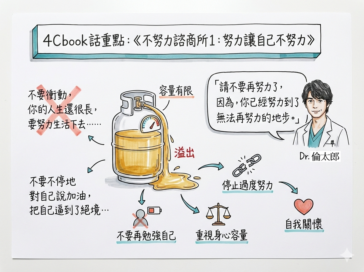 🎧《不努力諮商所1:努力讓自己不努力》這本有聲書,作者王國華在「作者序」開宗明義強調,本書並不是要教讀者可以不用努力,而是要告訴讀者,所謂的『不努力』,並非字面上的不做任何事,而是不去做,沒有必要做的努力,而什麼是沒有必要做的努力,其實就是那些即使你竭盡全力,也無法改變結果的無效努力…因為這種無效的努力,不僅耗費我們的時間和精力,還會讓我們因此感到挫敗和無力。 - 第3張圖 🎧《不努力諮商所1:努力讓自己不努力》這本有聲書,作者王國華在「作者序」開宗明義強調,本書並不是要教讀者可以不用努力,而是要告訴讀者,所謂的『不努力』,並非字面上的不做任何事,而是不去做,沒有必要做的努力,而什麼是沒有必要做的努力,其實就是那些即使你竭盡全力,也無法改變結果的無效努力…因為這種無效的努力,不僅耗費我們的時間和精力,還會讓我們因此感到挫敗和無力。