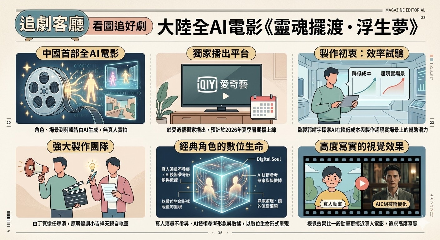 《靈魂擺渡·浮生夢》全AI生成電影：影史首部「零演員、零實景、零攝影」